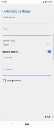 Press the field below 'SMTP server' and key in the name of your email provider's outgoing server.