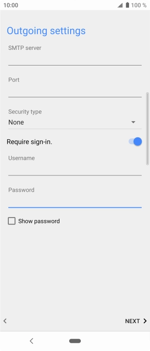 Press the field below 'SMTP server' and key in the name of your email provider's outgoing server.