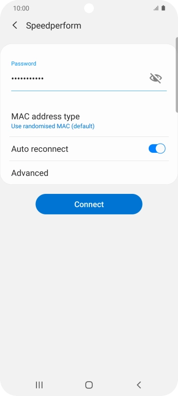 Key in the password for the WiFi network and press Connect.