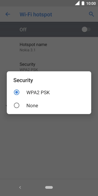Press WPA2 PSK to password protect your WiFi hotspot.