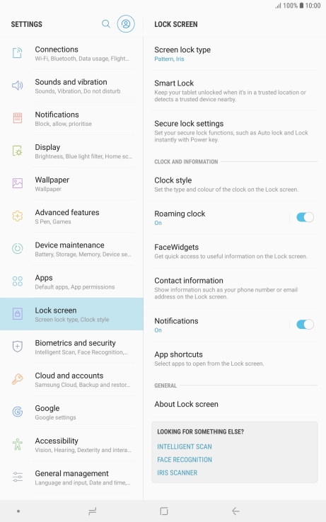 Press Screen lock type and key in the current lock code.