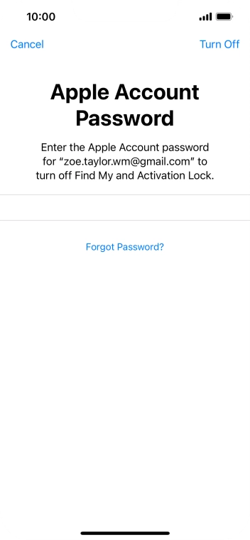 Key in the password for your Apple ID and press Turn Off. Wait a moment while the factory settings are restored. Follow the instructions on the screen to set up your phone and prepare it for use.