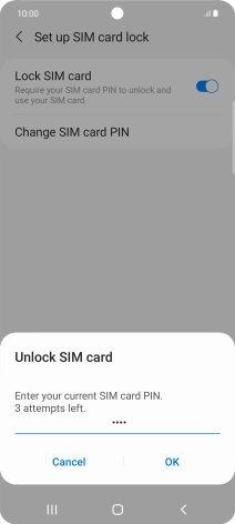 Key in your SIM PIN and press OK. The default SIM PIN is 0000.