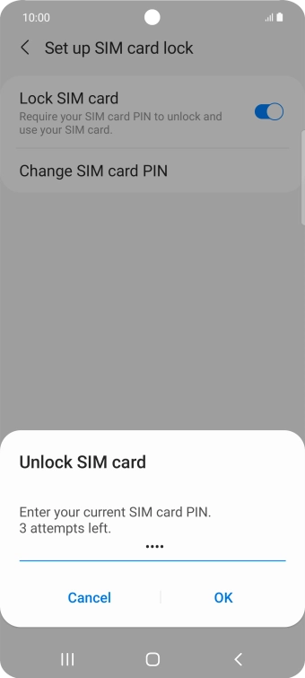 Key in your SIM PIN and press OK. The default SIM PIN is 0000.