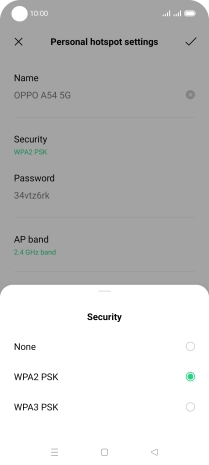 Press WPA3 PSK to password protect your WiFi hotspot.