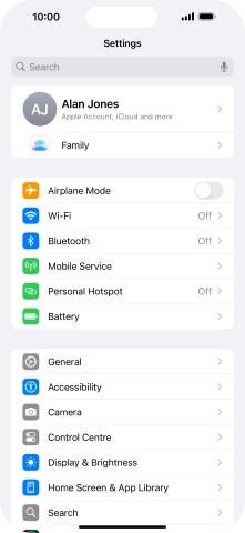 Press your Apple ID.