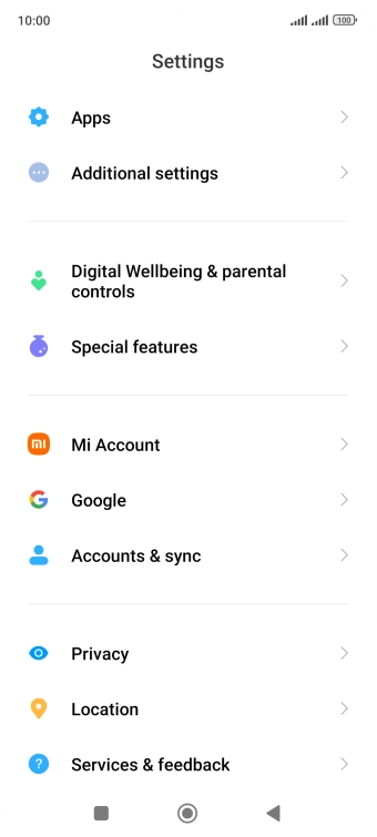 Press Accounts & sync. Press Accounts & sync.