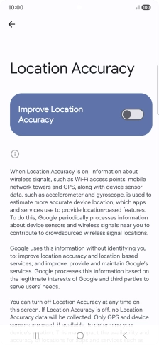 If you press the indicator next to 'Improve Location Accuracy' to turn on the function, your phone can find your exact position using the GPS satellites, the mobile network and nearby WiFi networks. Satellite-based GPS requires a clear view of the sky.