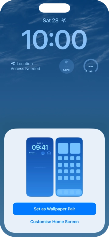 To use the same colour theme on the home screen, press Set as Wallpaper Pair. To use the same colour theme on the home screen, press Set as Wallpaper Pair.