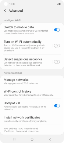 Press the indicator next to 'Switch to mobile data' to turn the function on or off.