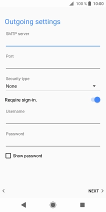 Press the field below 'SMTP server' and key in the name of your email provider's outgoing server.