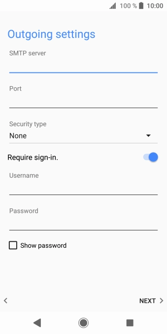 Press the field below 'SMTP server' and key in the name of your email provider's outgoing server.