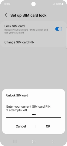 Key in your SIM PIN and press OK. The default SIM PIN is 0000.