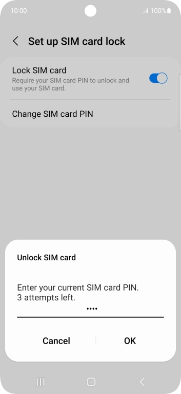 Key in your SIM PIN and press OK. The default SIM PIN is 0000.