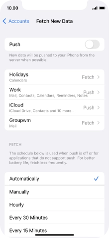 If you turn off the function, press the required setting.