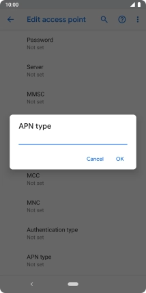 Key in default and press OK.