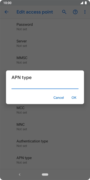 Key in default and press OK.