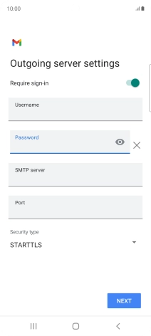 Press the field below 'SMTP server' and key in the name of your email provider's outgoing server.