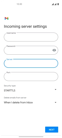 Press the field below 'Port' and key in 110.