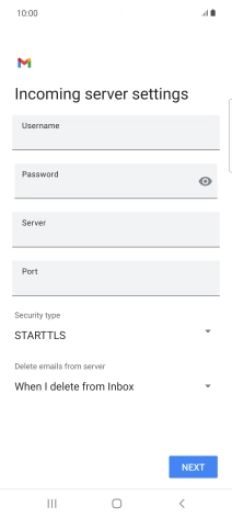 Press the field below 'Username' and key in the username for your email account.