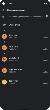 Press To and key in the first letters of the recipient's name.