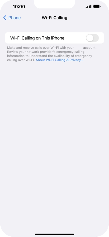 Press the indicator next to 'Wi-Fi Calling on This iPhone' to turn the function on or off.