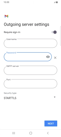 Press the field below 'SMTP server' and key in the name of your email provider's outgoing server.