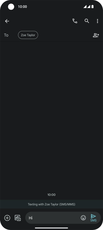 Press the send icon when you've finished your text message.