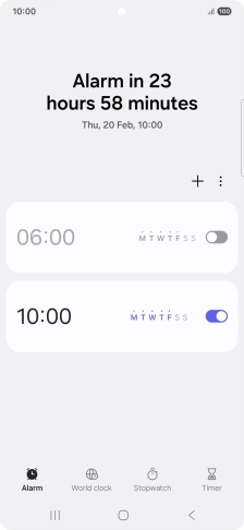 Press the indicator next to the required alarm to turn the alarm on or off.