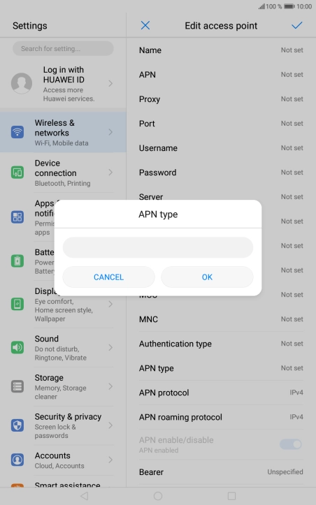 Key in default and press OK.