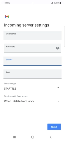 Press the field below 'Port' and key in 110.