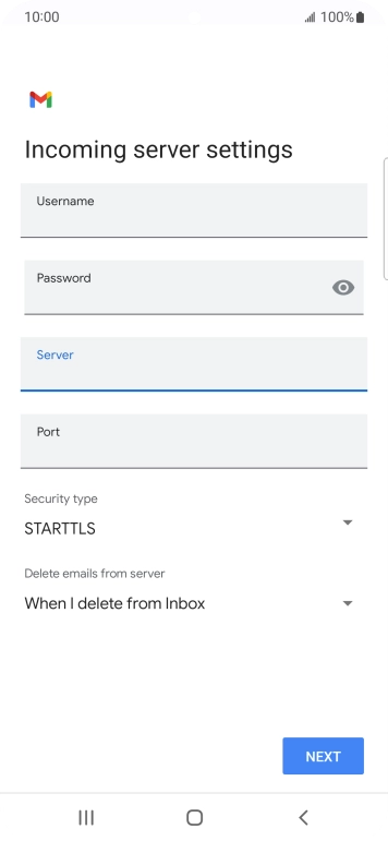Press the field below 'Port' and key in 110.