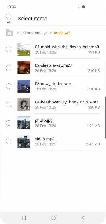 Press the required file. Press the required file.