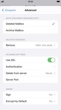 Press the indicator next to 'Use SSL' to turn off the function.