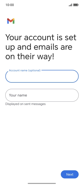 Press Your name and key in the required sender name.