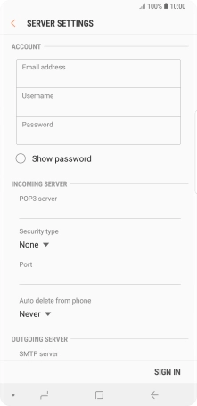Press the field below 'Username' and key in the username for your email account.
