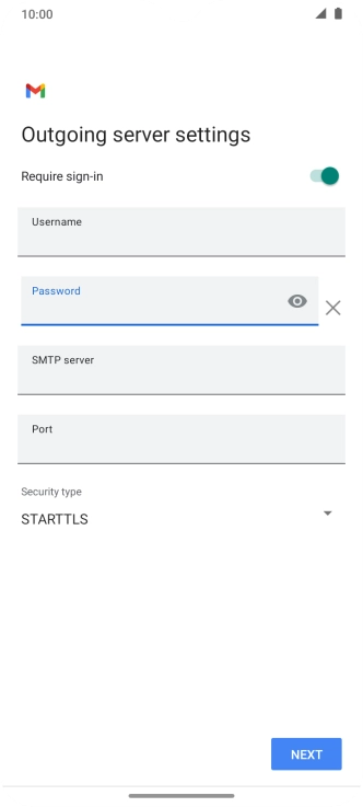 Press the field below 'SMTP server' and key in the name of your email provider's outgoing server.
