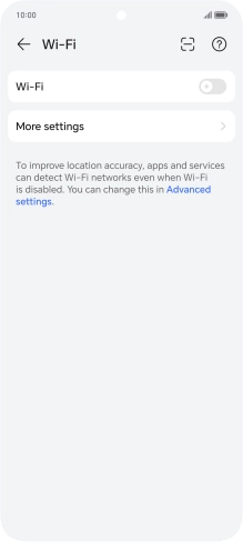 Press the indicator next to 'Wi-Fi' to turn on the function.