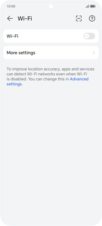 Press the indicator next to 'Wi-Fi' to turn on the function.