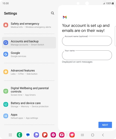 Press the field below 'Account name (optional)' and key in the required name.