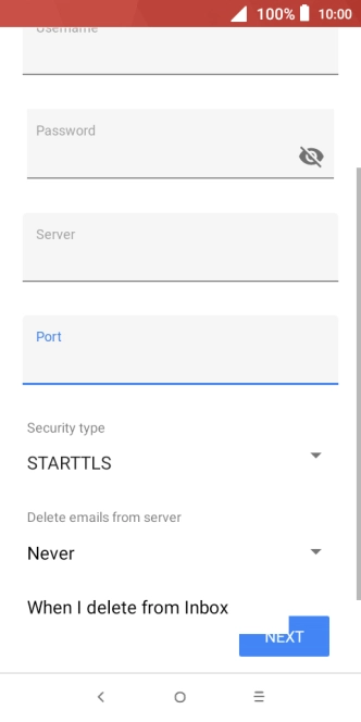 Press Never to keep emails on the server when you delete them on your phone.