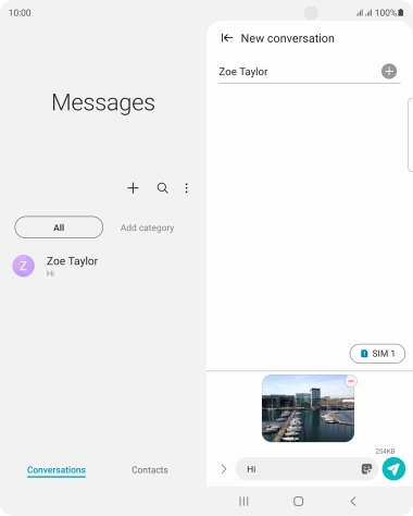 Press the send icon when you've finished your picture message.