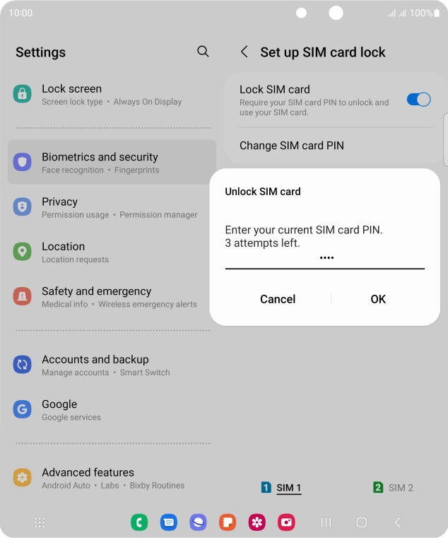 Key in your SIM PIN and press OK. The default SIM PIN is 0000.