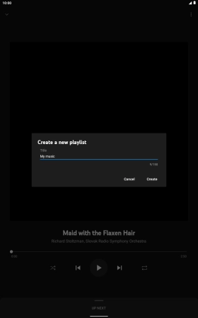 Key in a name for the playlist and press Create.