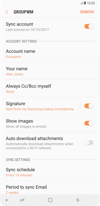 Press the indicator next to 'Sync account' to turn on the function.