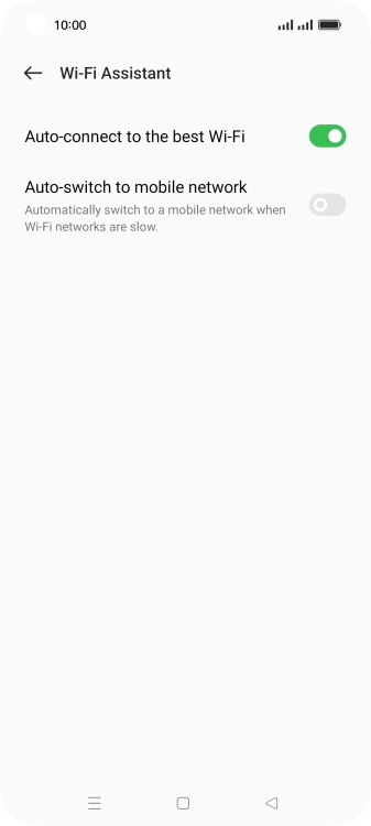 Press the indicator next to 'Auto-switch to mobile network' to turn the function on or off. Press the indicator next to 'Auto-switch to mobile network' to turn the function on or off.
