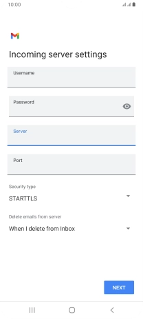 Press the field below 'Port' and key in 110.