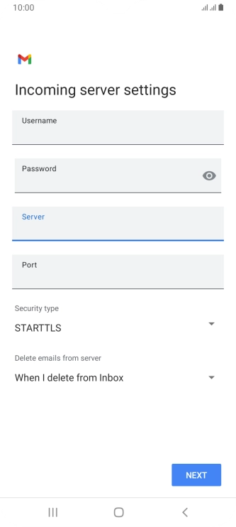 Press the field below 'Port' and key in 110.