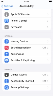 Press the required category below 'HEARING' and follow the instructions on the screen to select the required settings.