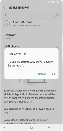 If WiFi is turned on, press OK.